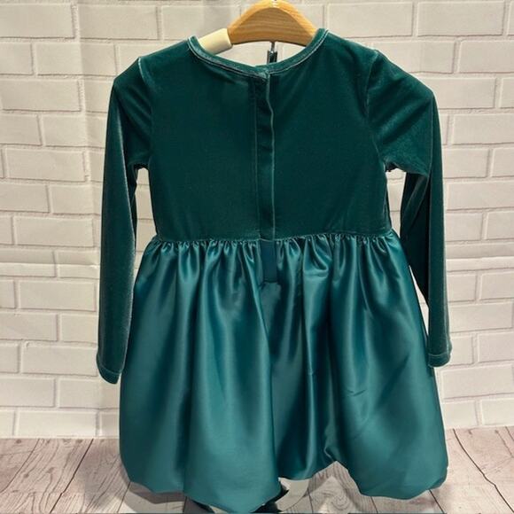 Cat & Jack Toddler Girls 5T Green Velvet Girls Dress Holiday Christmas Bow - Picture 5 of 10